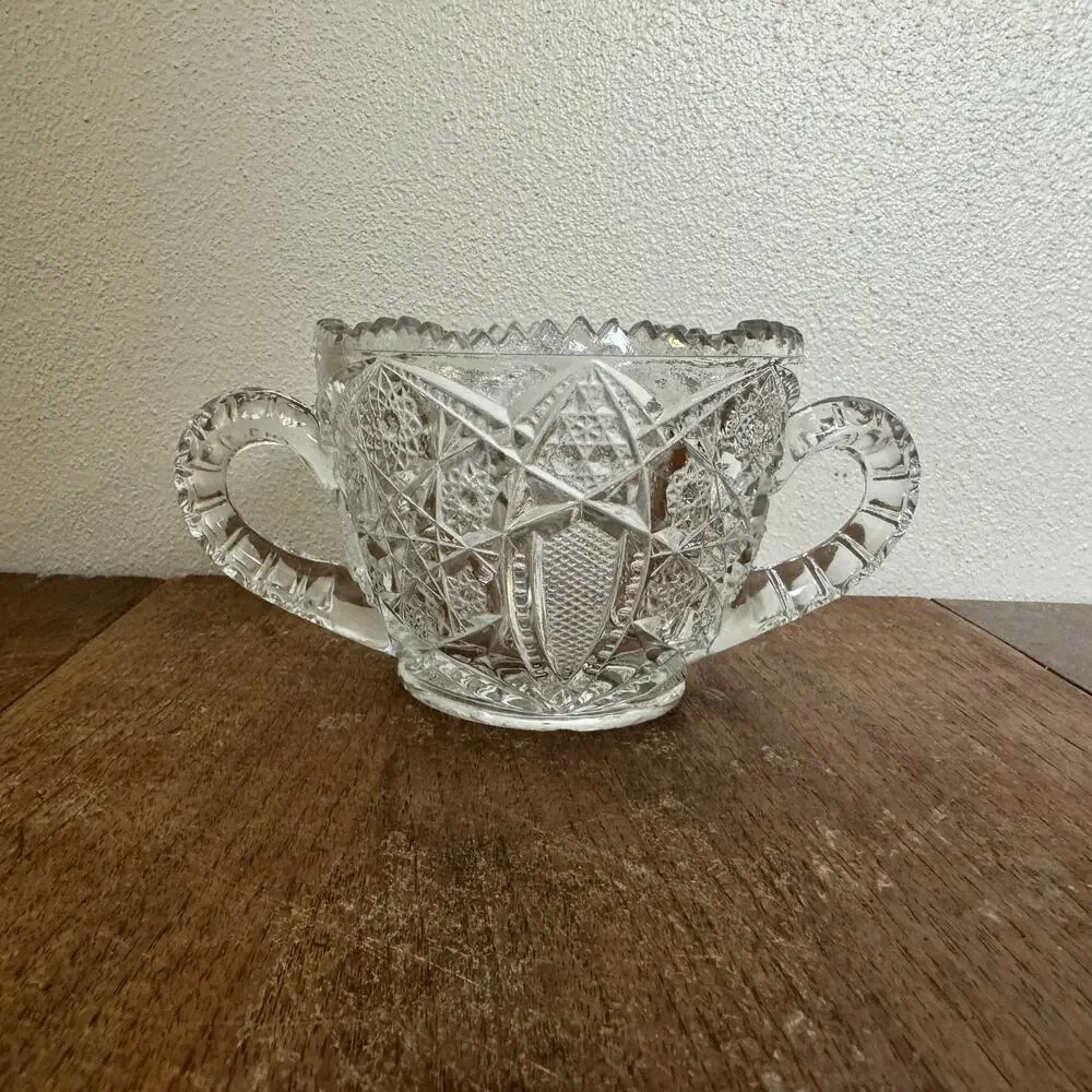 McKee Glass Company‎ Vintage Prescut Pressed Glass Open Sugar Bowl